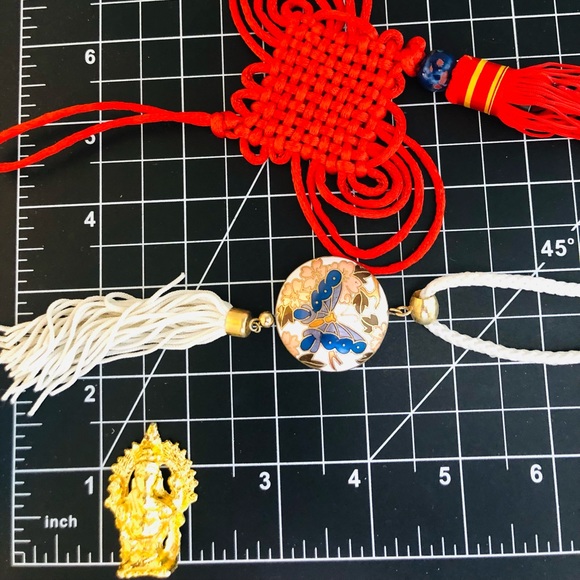 Vintage Asian Tassel / Cloisonné Necklace Lot - Picture 8 of 9